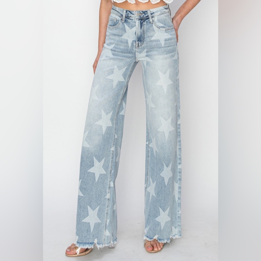RISEN Wide Leg Star Jeans - Picture 1 of 6